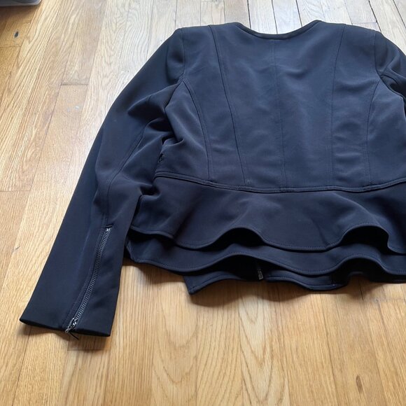 White House Black Market Size 14 Black Asymmetrical Zip Peplum Moto Jacket - Picture 14 of 14